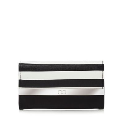 Black striped flap over purse